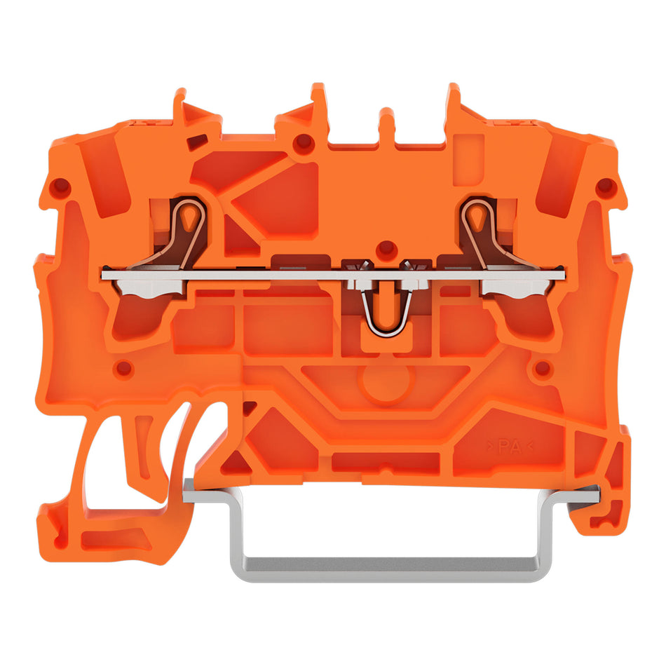 2201 Series through DIN rail mounted terminal block with push-button 1.5 mm² (22–14 AWG). Box of 10