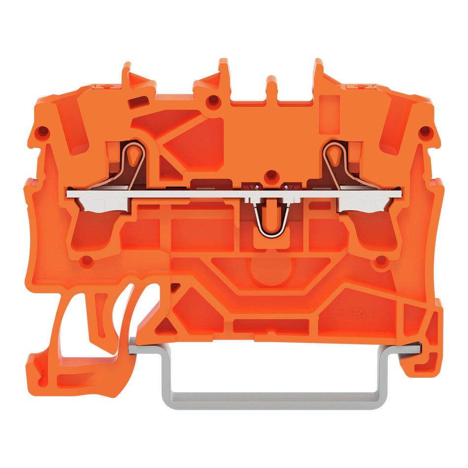 2202 Series through DIN rail mounted terminal block with push-button 2.5 mm² (22–12 AWG). Box of 10