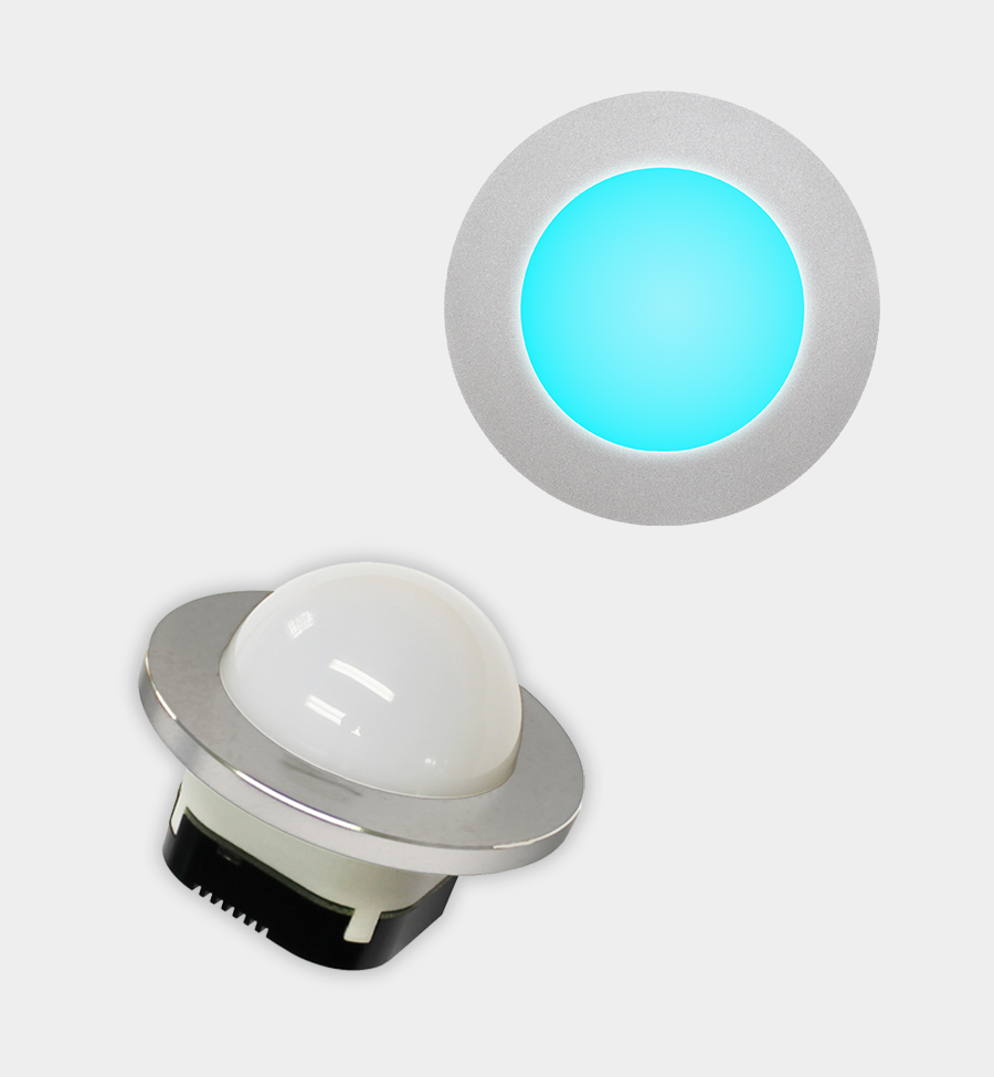 KNX-LED4-ARx-H - KNX RGB and Amber LED Light, Round Aluminum Front, Half-Bulb Diffuser