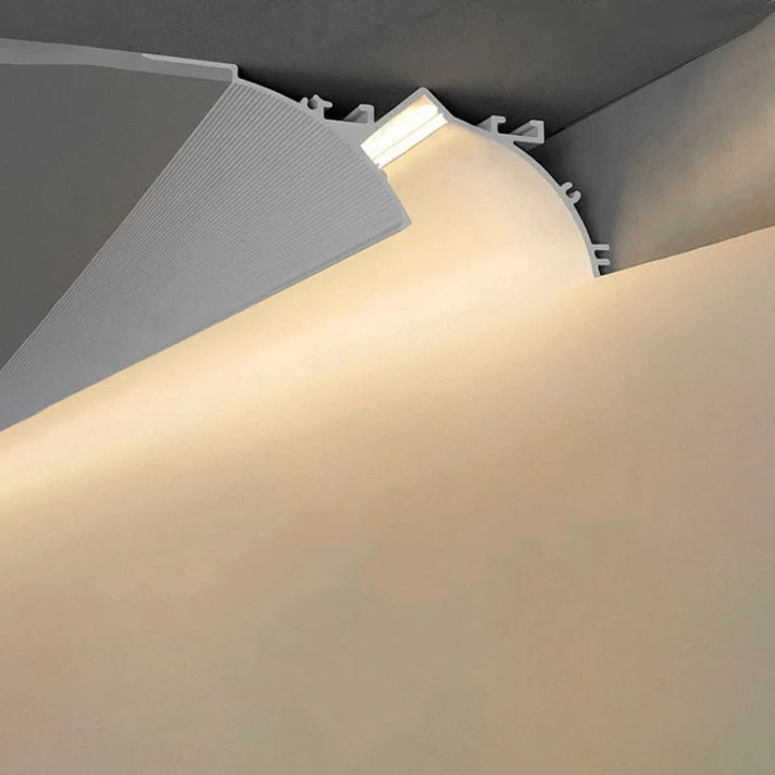 Profile for LED Strip - Recessed / Trimless for Corner - Wallwasher effect - 90 x 80mm - With diffuser - 2 meters