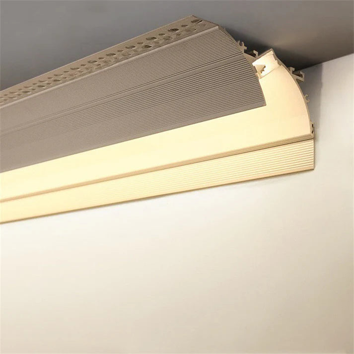 Profile for LED Strip - Recessed / Trimless for Corner - Wallwasher effect - 90 x 80mm - With diffuser - 2 meters