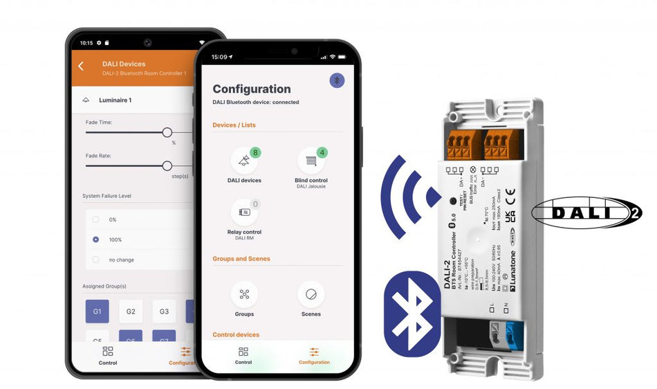 Lunatone DALI-2 BT5 Room Controller with smartphone app