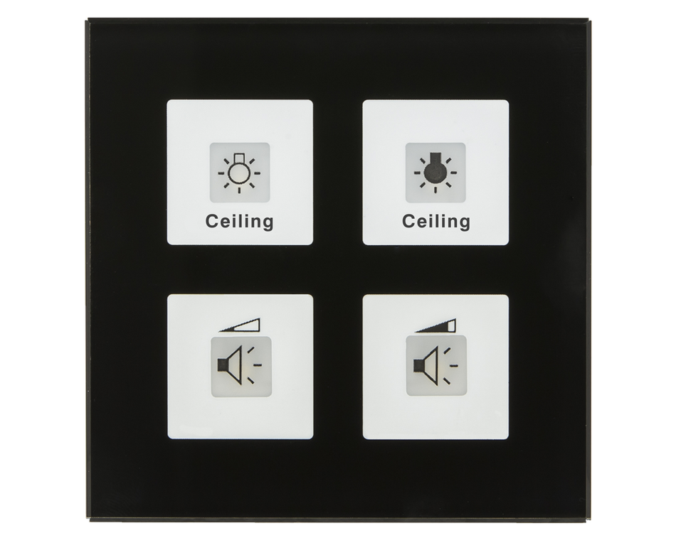 KNX Glass Push Button Plus 4 gang, Black