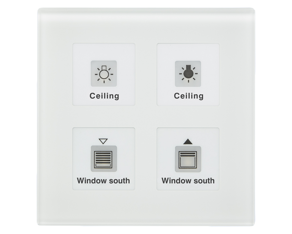 KNX Glass Push Button Plus 4 gang, White