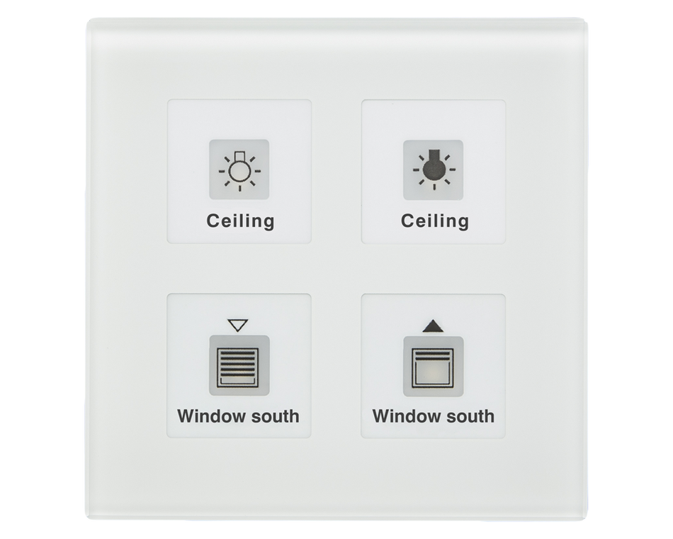 KNX Glass Push Button Plus 4 gang, White