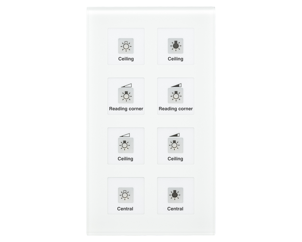 KNX Glass Push Button Plus 8 gang, White