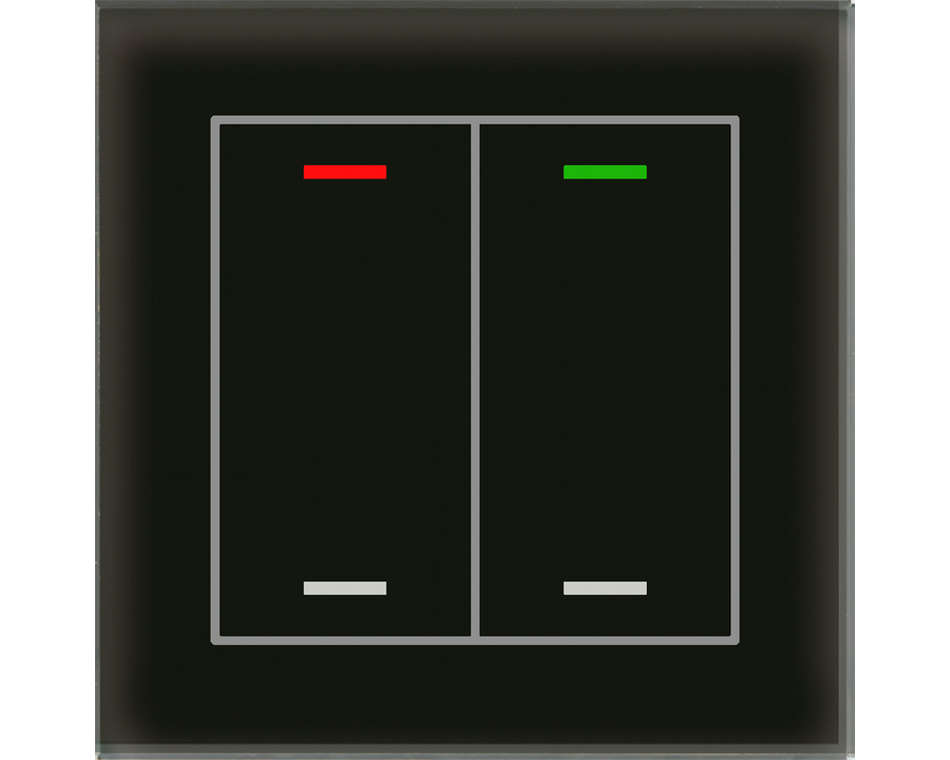 KNX Glass Push Button II Lite 2 gang, RGBW, neutral, Black