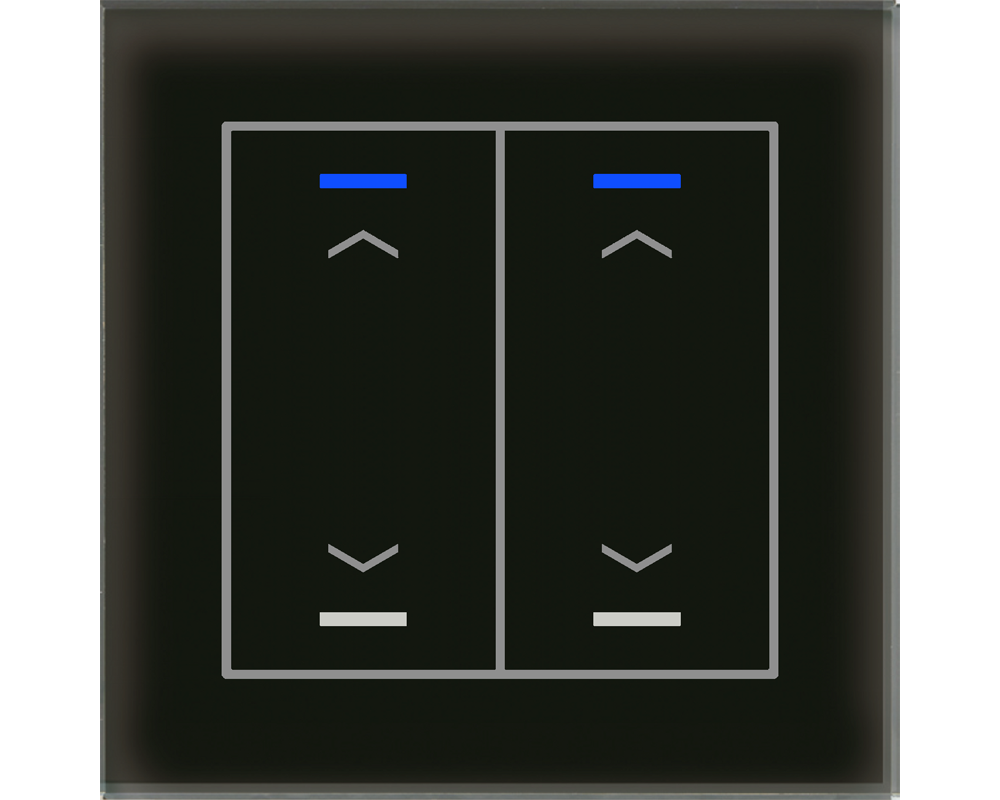 KNX Glass Push Button II Lite 2 gang, RGBW, blinds, Black