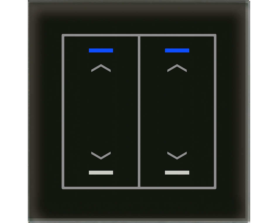 KNX Glass Push Button II Lite 2 gang, RGBW, blinds, Black