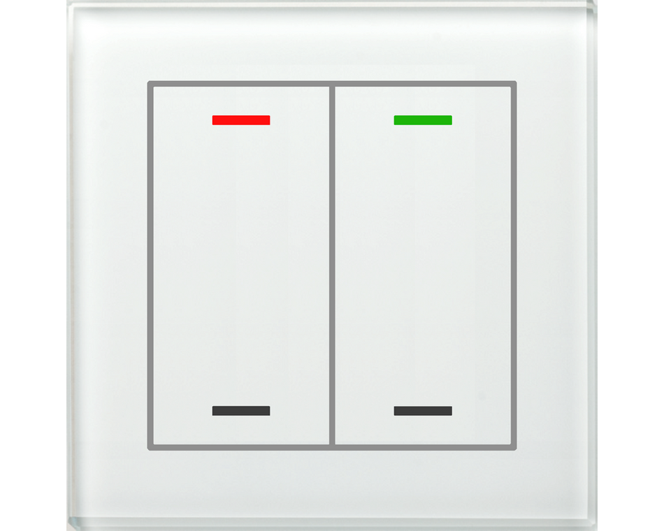 KNX Glass Push Button II Lite 2 gang, RGBW, neutral, White