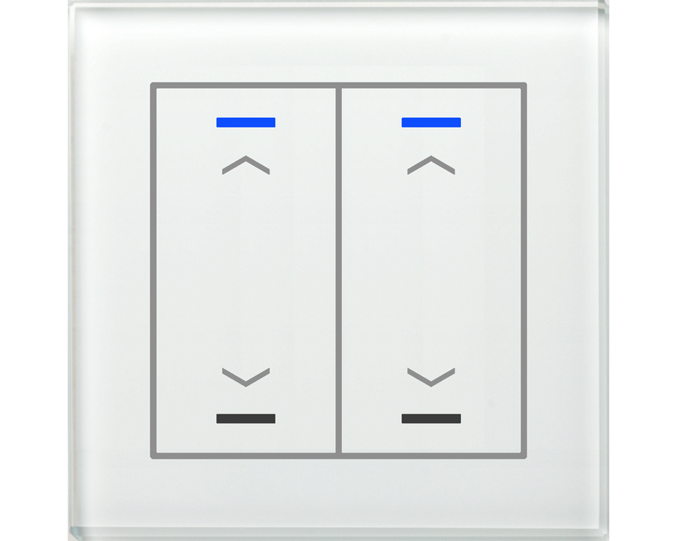 KNX Glass Push Button II Lite 2 gang, RGBW, blinds, White
