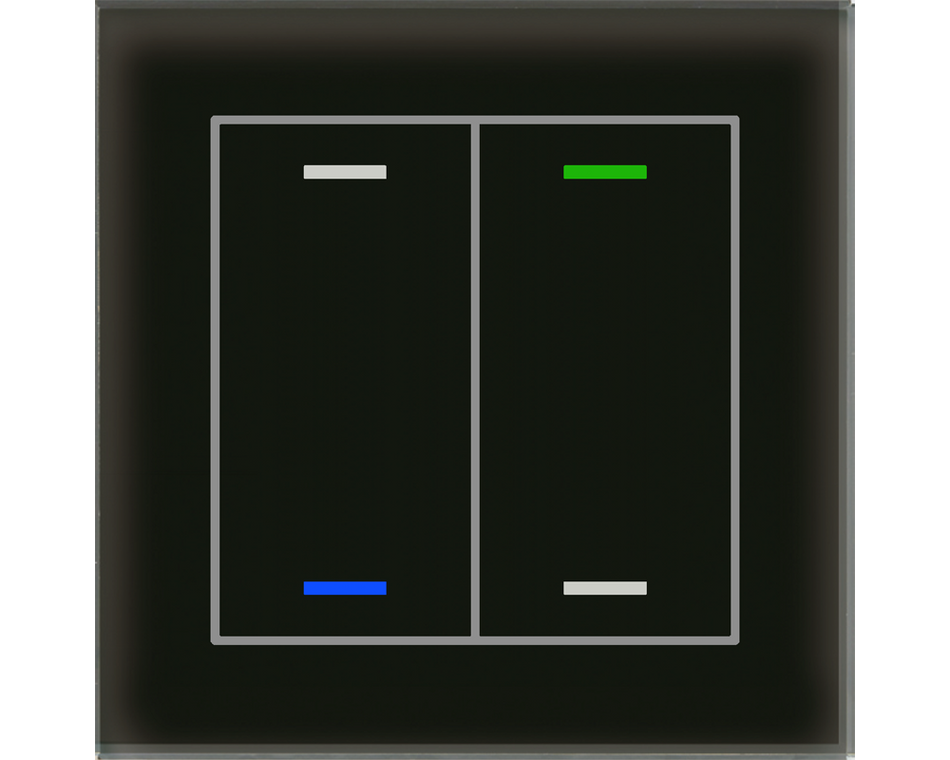 KNX Glass Push Button II Lite 2 gang, RGBW, neutral, with temperature sensor, Black