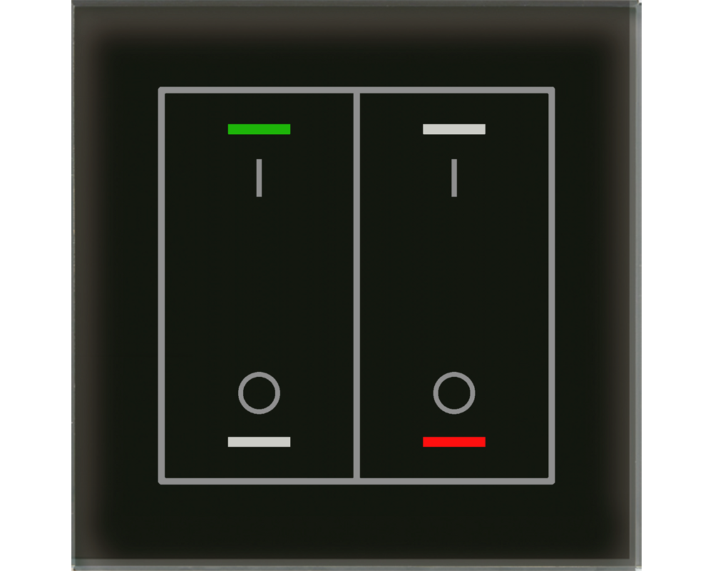 KNX Glass Push Button II Lite 2 gang, RGBW, switch, with temperature sensor, Black