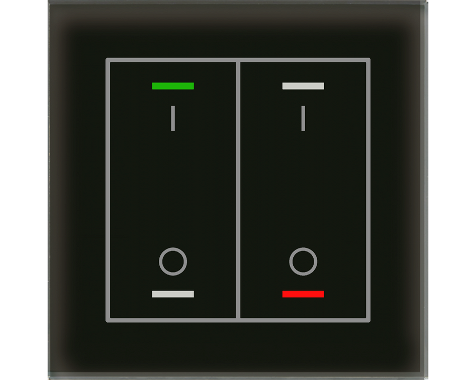 KNX Glass Push Button II Lite 2 gang, RGBW, switch, with temperature sensor, Black