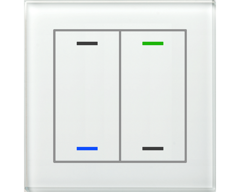 KNX Glass Push Button II Lite 2 gang, RGBW, neutral, with temperature sensor, White