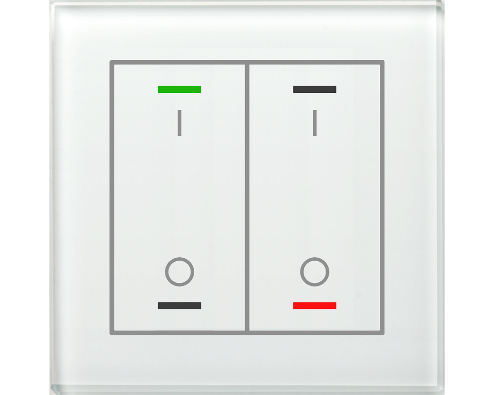 KNX Glass Push Button II Lite 2 gang, RGBW, switch, with temperature sensor, White
