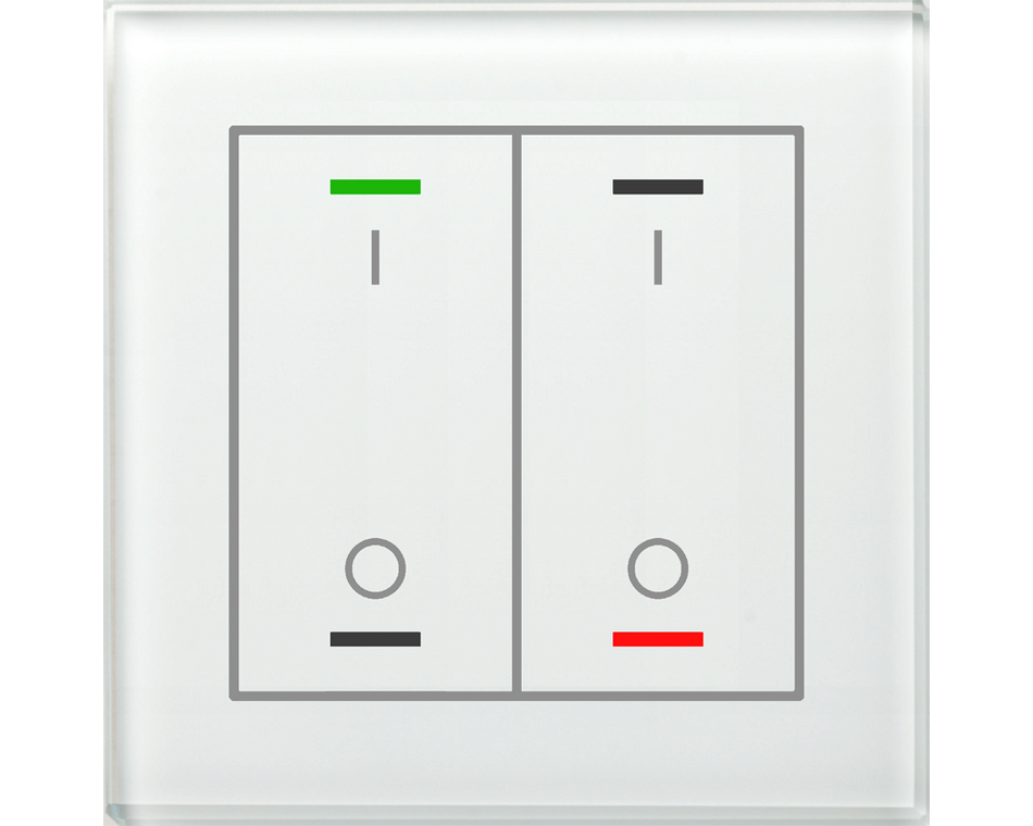 KNX Glass Push Button II Lite 2 gang, RGBW, switch, with temperature sensor, White