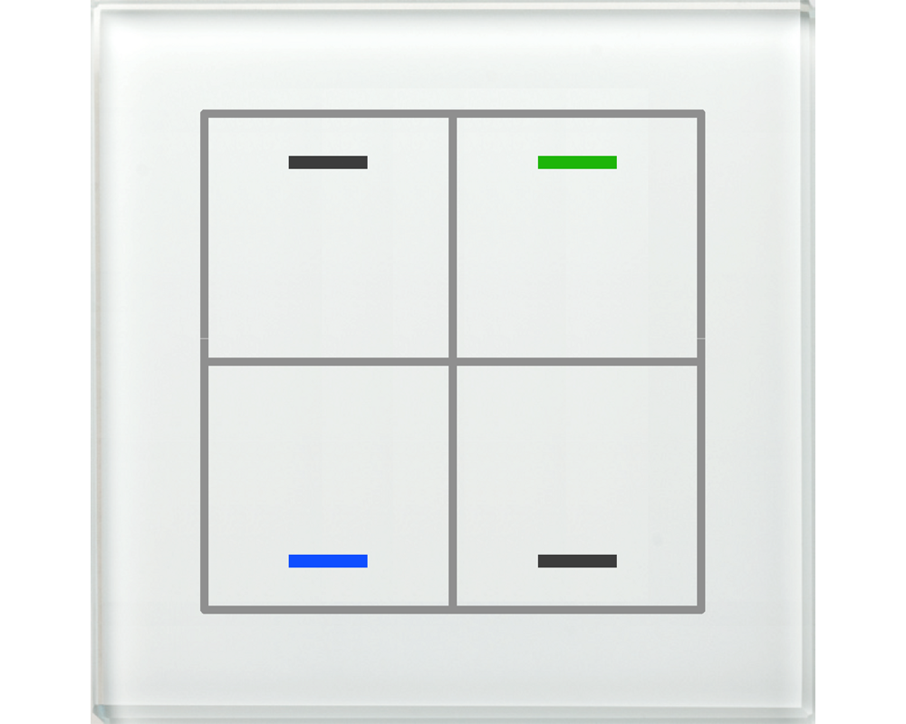 KNX Glass Push Button II Lite 4 gang, RGBW, neutral, White