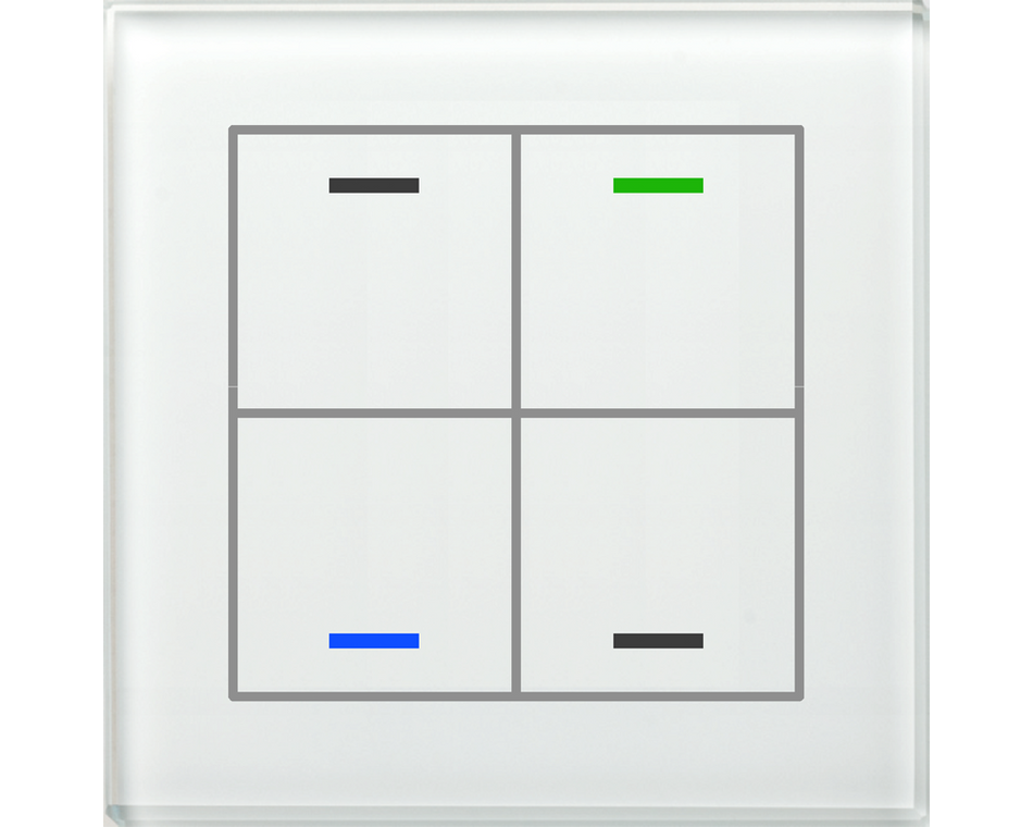 KNX Glass Push Button II Lite 4 gang, RGBW, neutral, White