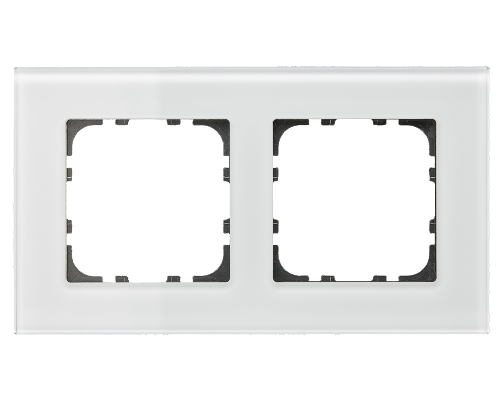MDT Glass frame 2 gang, for 55 mm systems, White