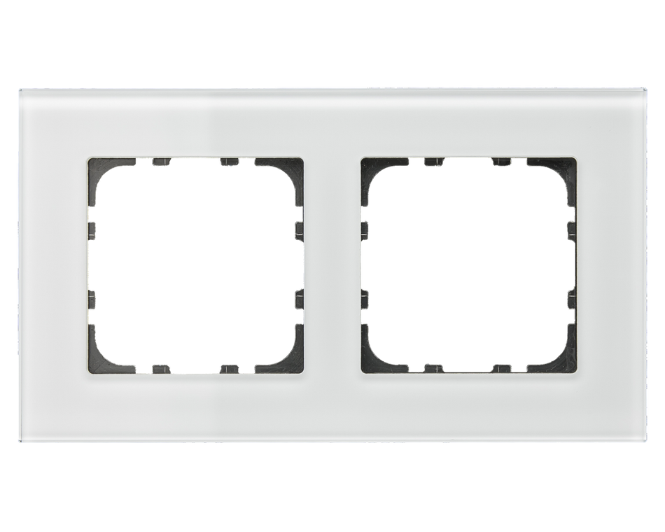 MDT Glass frame 2 gang, for 55 mm systems, White