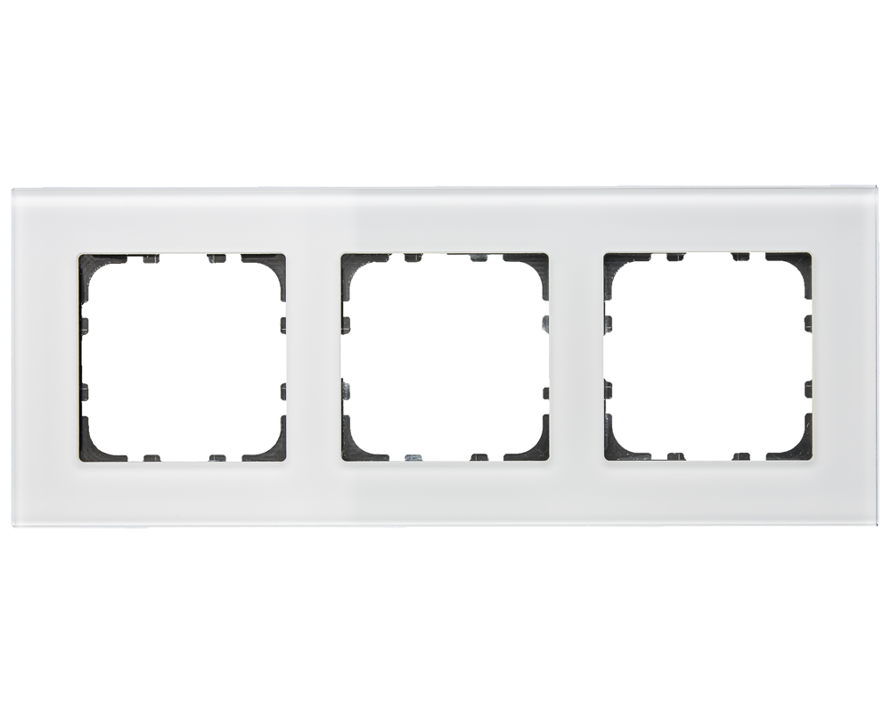 MDT Glass frame 3 gang, for 55 mm systems, White