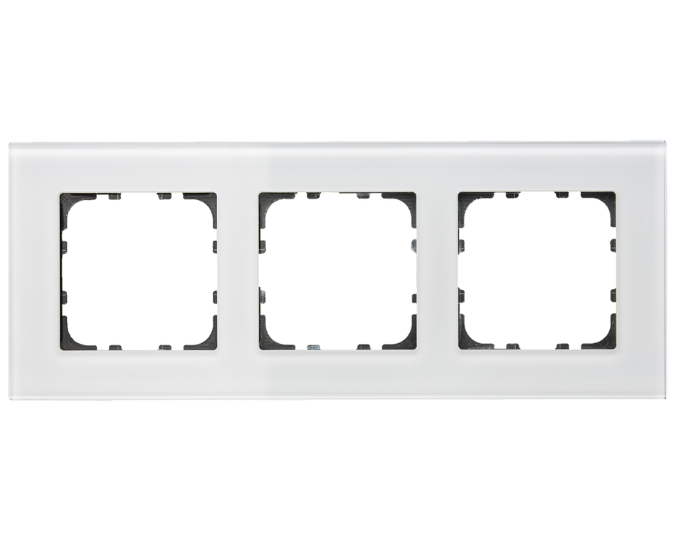 MDT Glass frame 3 gang, for 55 mm systems, White