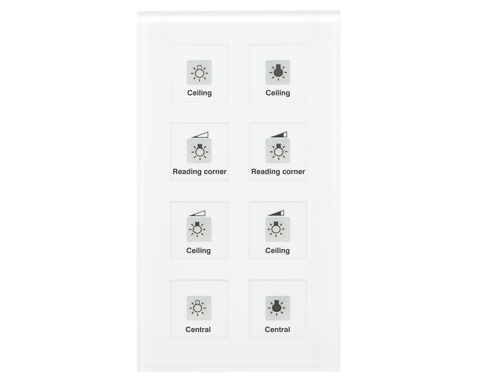KNX Glass Push Button Plus 8 gang, White, with Temperature Sensor