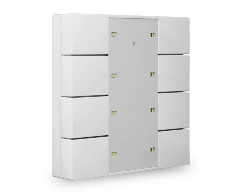 KNX Push Button Plus 55 8 gang, White glossy finish