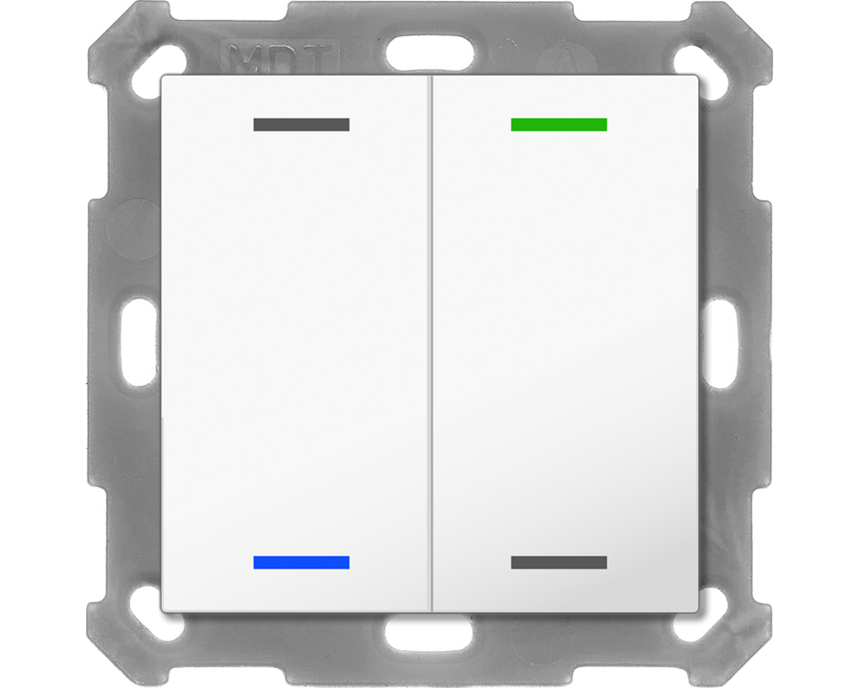 KNX Push Button Lite 55 2 gang, RGBW, neutral, White glossy finish