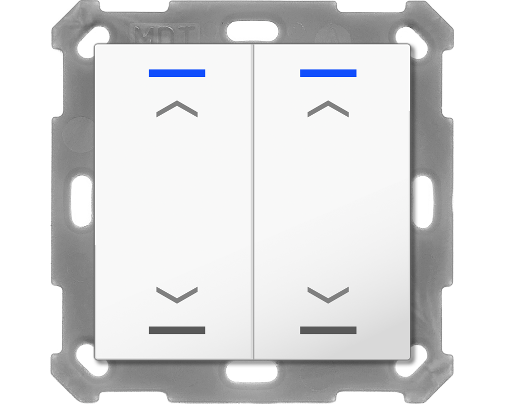 KNX Push Button Lite 55 2 gang, RGBW, blinds, White glossy finish