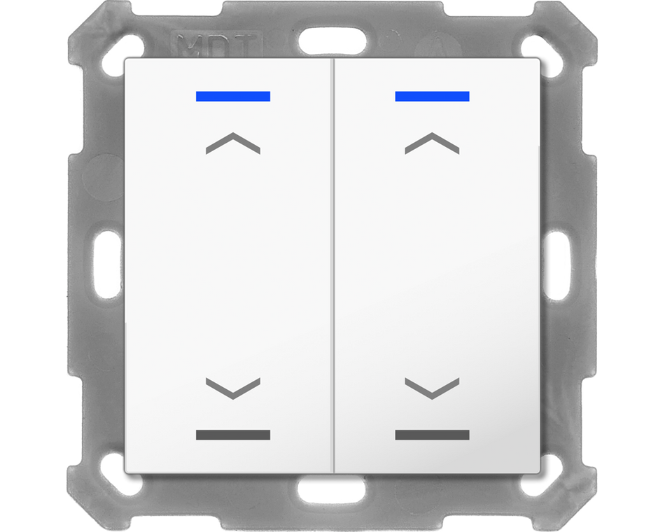 KNX Push Button Lite 55 2 gang, RGBW, blinds, White glossy finish