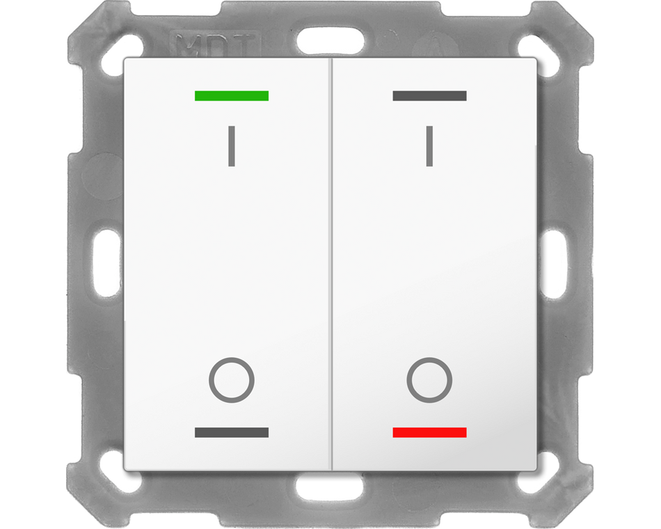 KNX Push Button Lite 55 2 gang, RGBW, switch, White glossy finish