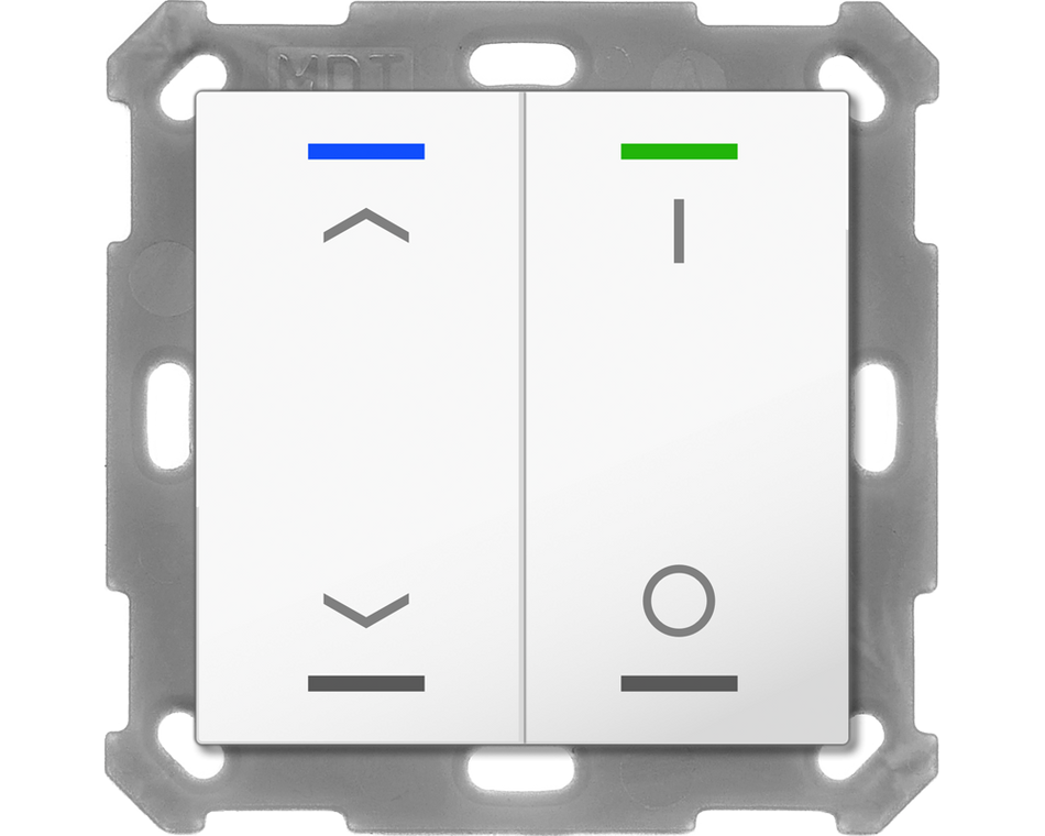 KNX Push Button Lite 55 2 gang, RGBW, blinds and switch, White glossy finish