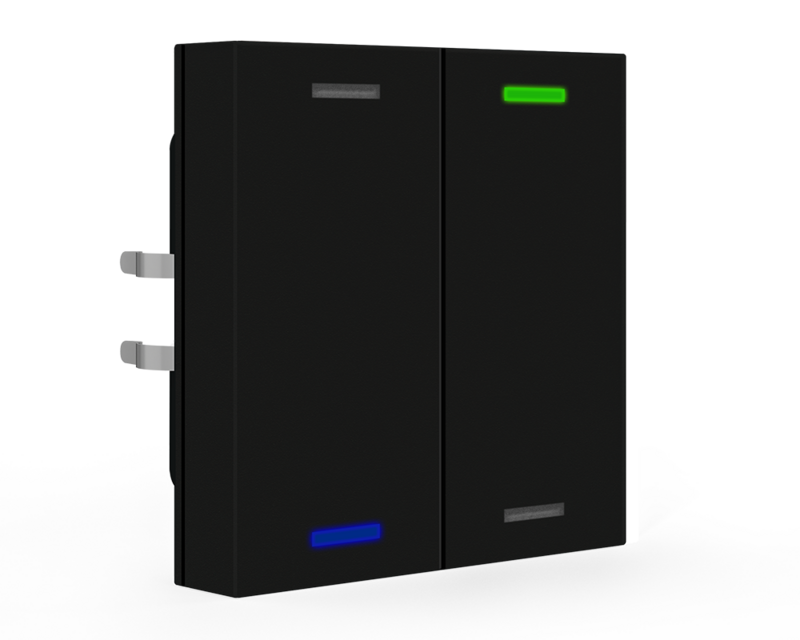 KNX Push Button Lite 55 2 gang, RGBW, neutral, Black matt