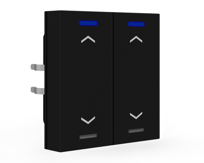 KNX Push Button Lite 55 2 gang, RGBW, blinds, Black matt