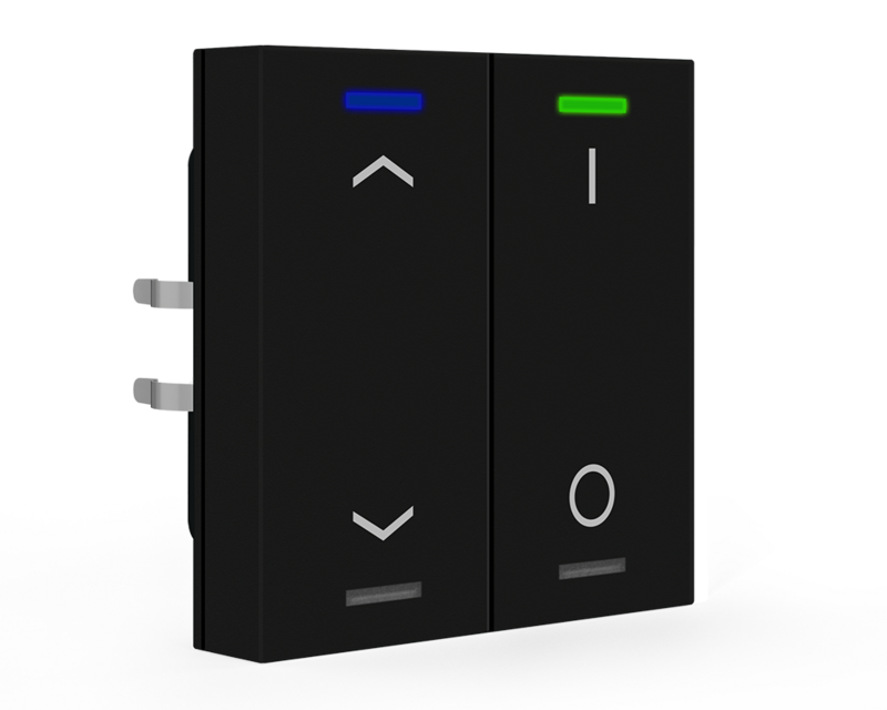 KNX Push Button Lite 55 2 gang, RGBW, blinds and switch, Black matt