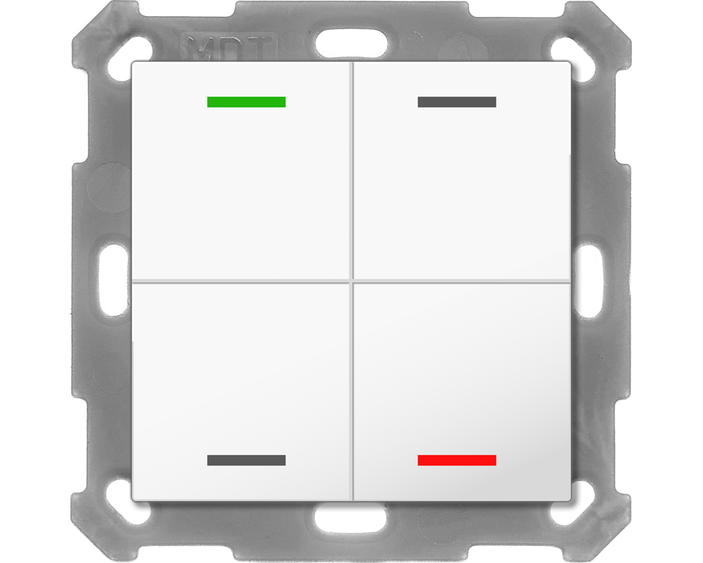 KNX Push Button Lite 55 4 gang, RGBW, neutral, White glossy finish