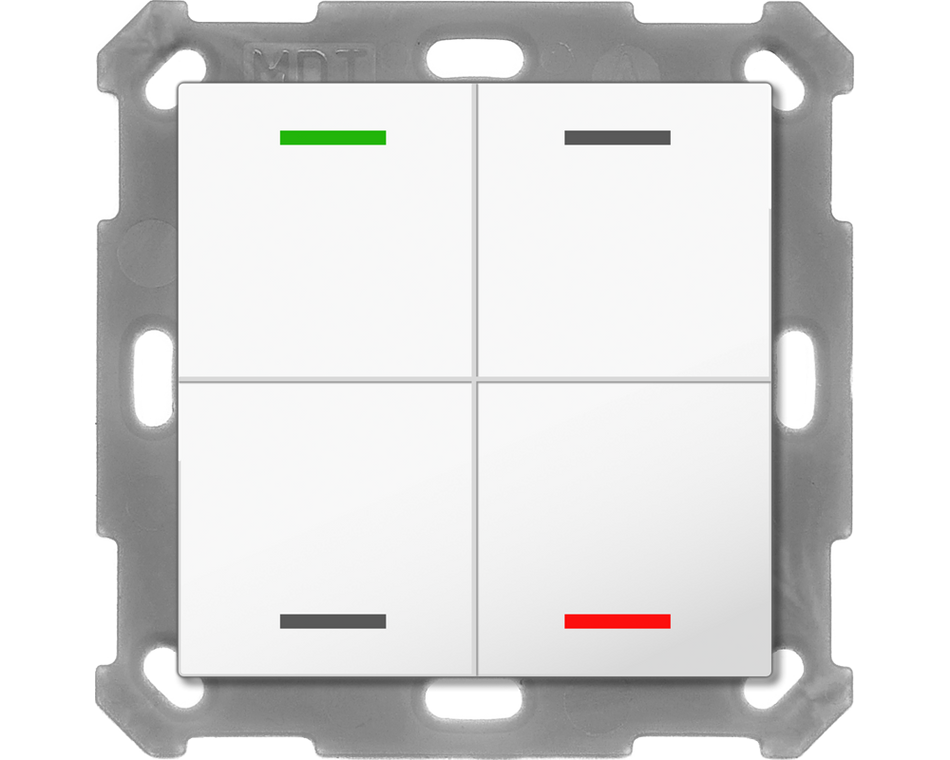 KNX Push Button Lite 55 4 gang, RGBW, neutral, White glossy finish