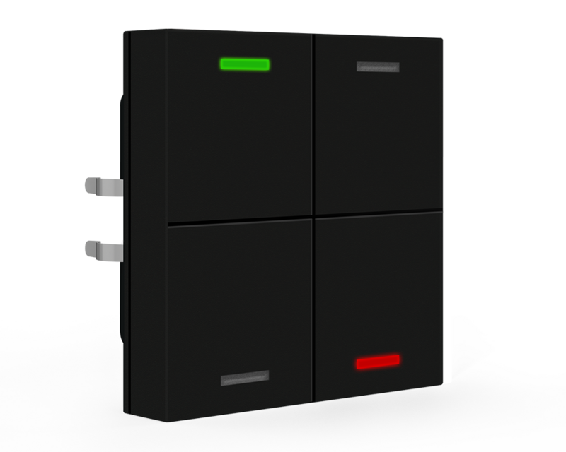 KNX Push Button Lite 55 4 gang, RGBW, neutral, Black matt