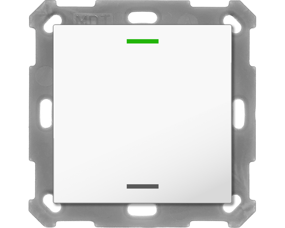KNX Push Button Lite 55 1 gang, RGBW, neutral, with temperature sensor, White glossy finish