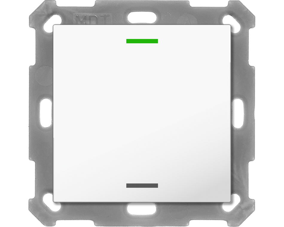 KNX Push Button Lite 55 1 gang, RGBW, neutral, with temperature sensor, White glossy finish