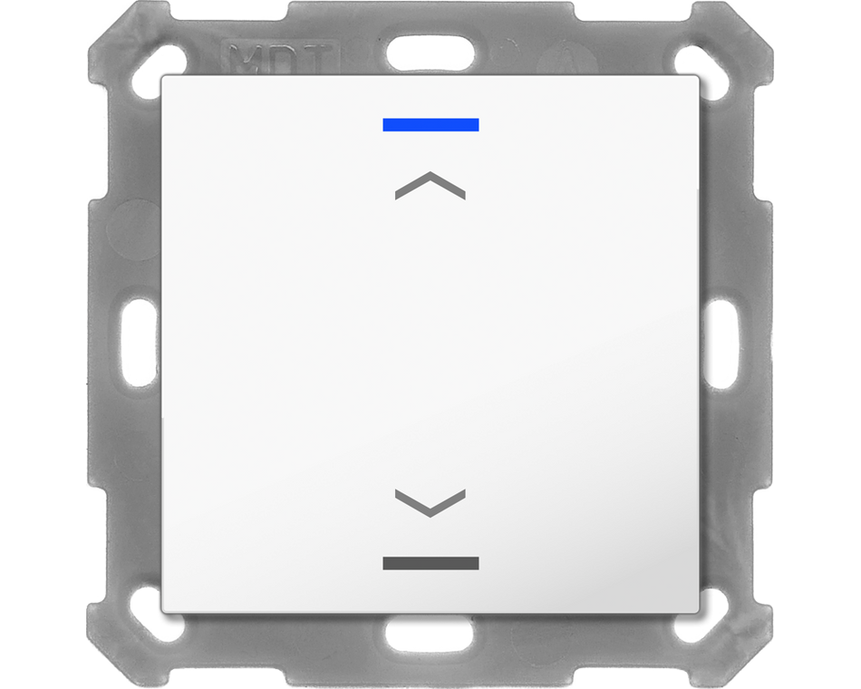 KNX Push Button Lite 55 1 gang, RGBW, blinds, with temperature sensor, White glossy finish