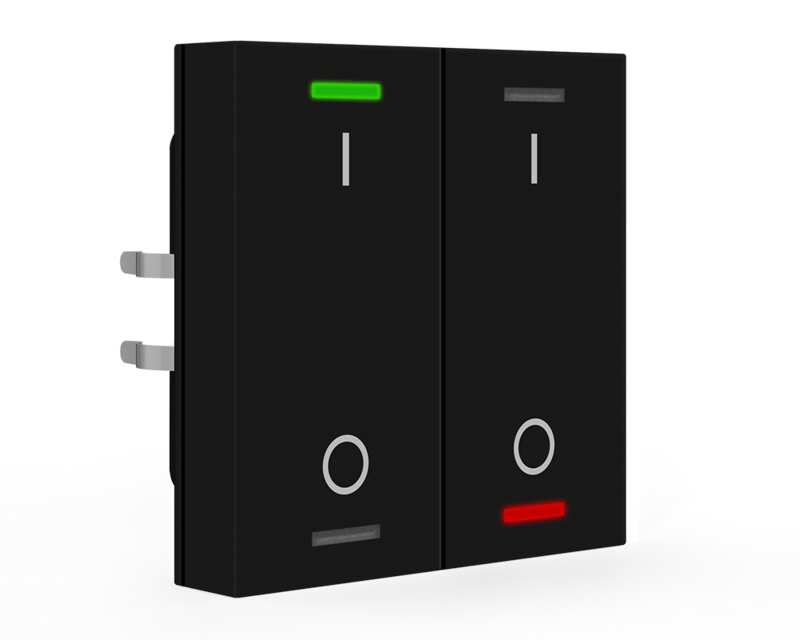 KNX Push Button Lite 55 2 gang, RGBW, switch, with temperature sensor, Black matt