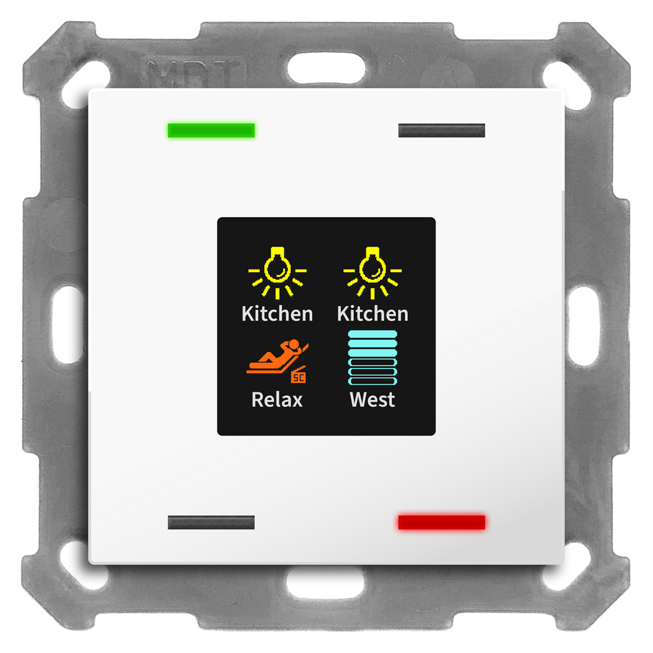 KNX Push Button Smart 55 4 gang, with colour display, White glossy finish