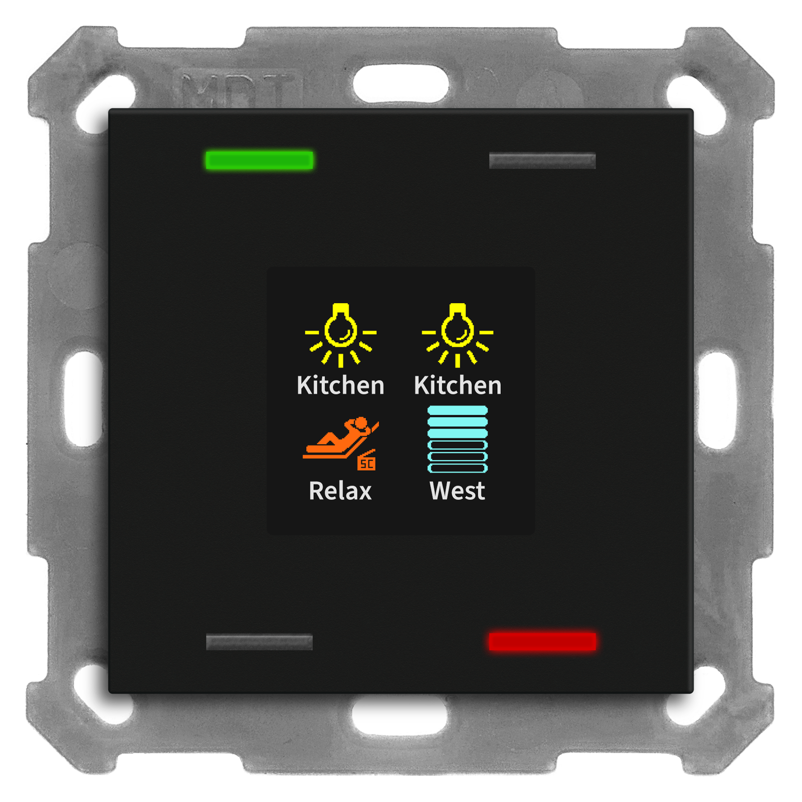 KNX Push Button Smart 55 4 gang, with colour display, Black matt