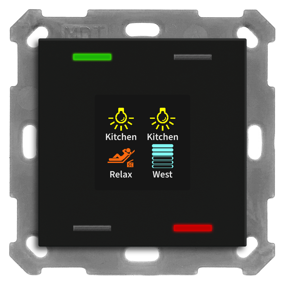 KNX Push Button Smart 55 4 gang, with colour display, Black matt