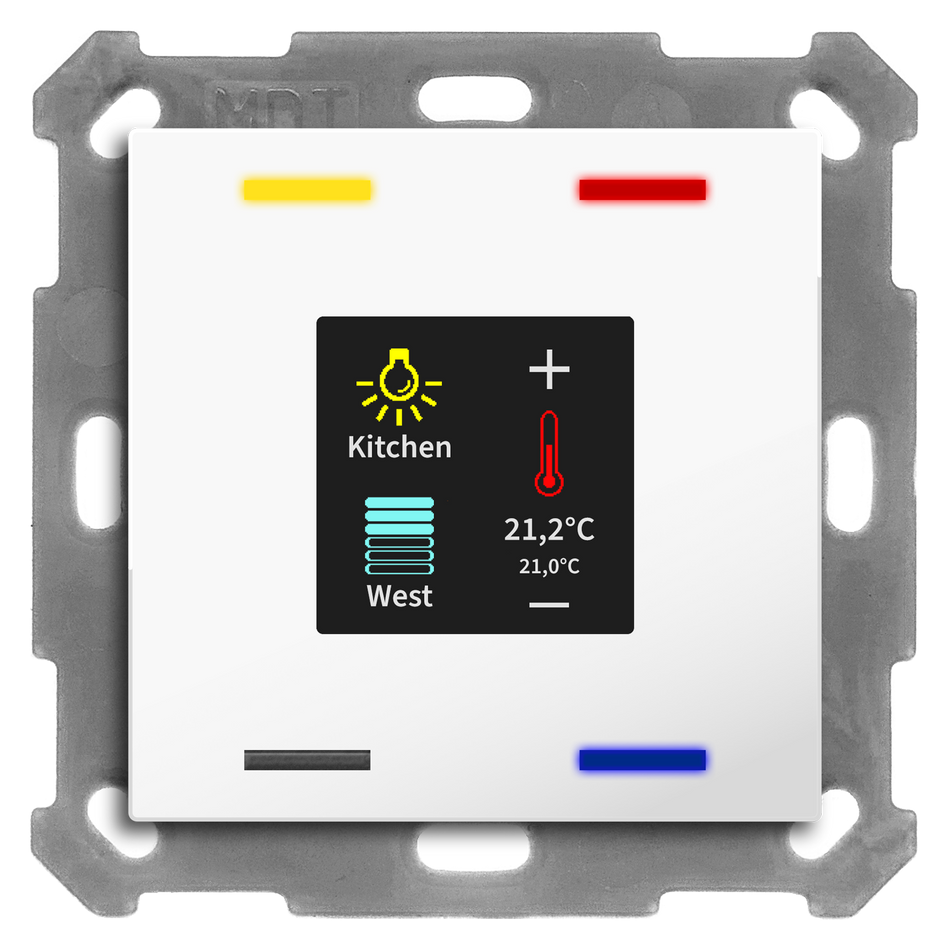KNX Push Button Smart 55 4 gang, with colour display and T-/H-sensor, White glossy finish