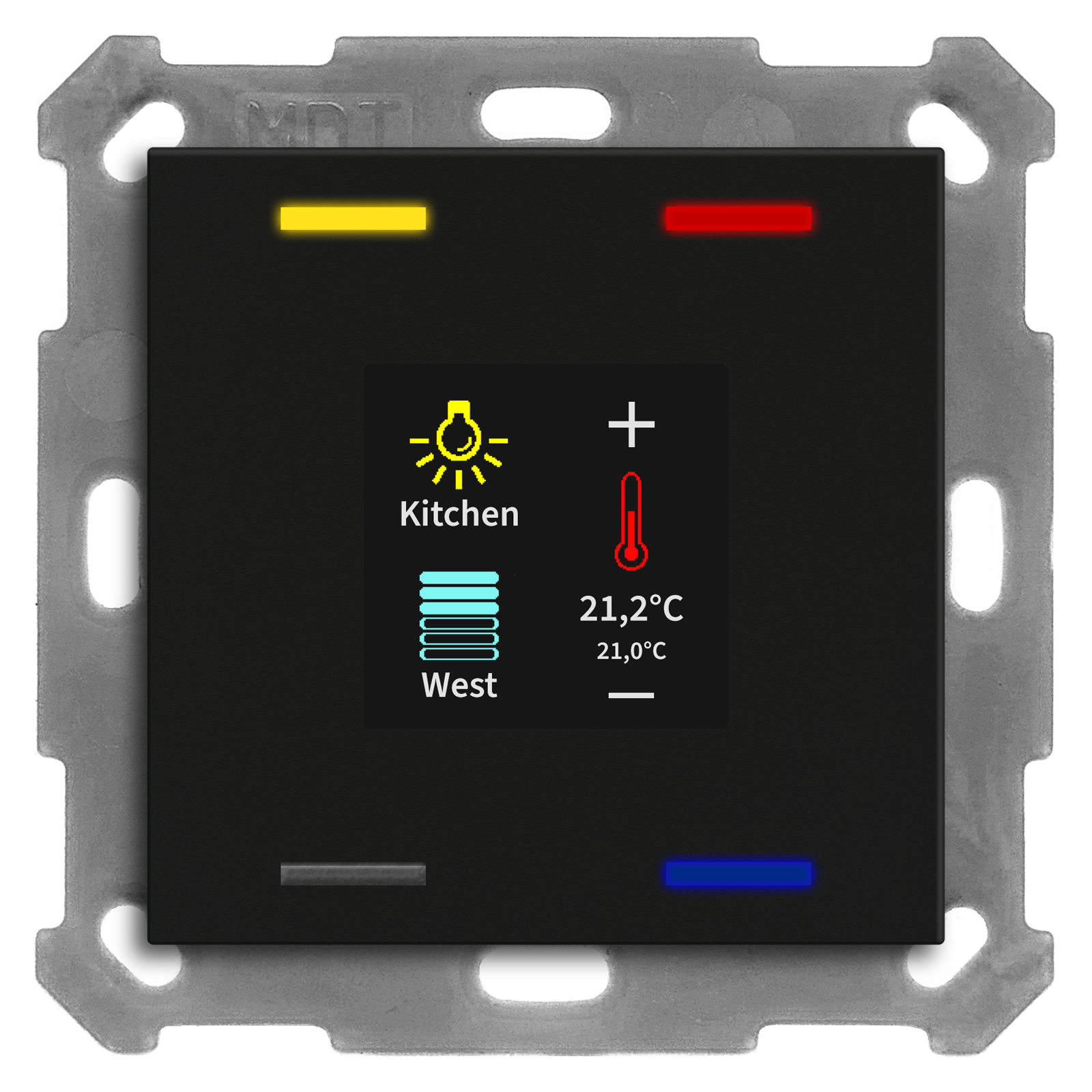 KNX Push Button Smart 55 4 gang, with colour display and T-/H-sensor, Black matt