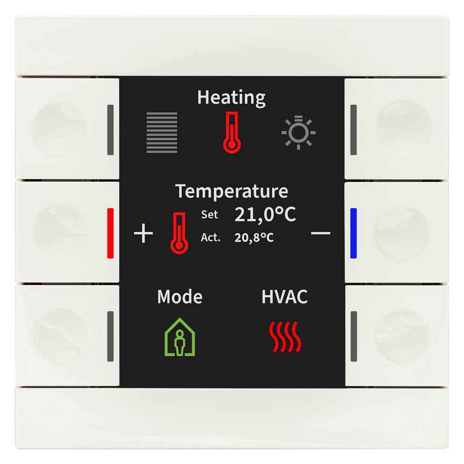 KNX Push Button Smart 86 with colour display and temperature sensor, White glossy finish